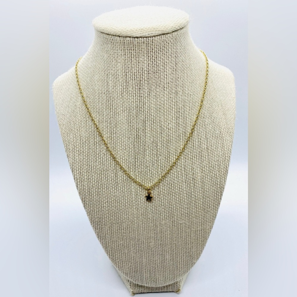 Black Enamel Star Charm Gold Chain Necklace Boho Eclectic Y2K Whimsigoth Preppy - Picture 7 of 7